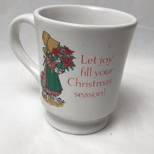 Holly Hobbie Let Joy Fill Your Christmas Season Vintage Stoneware Mug 1980